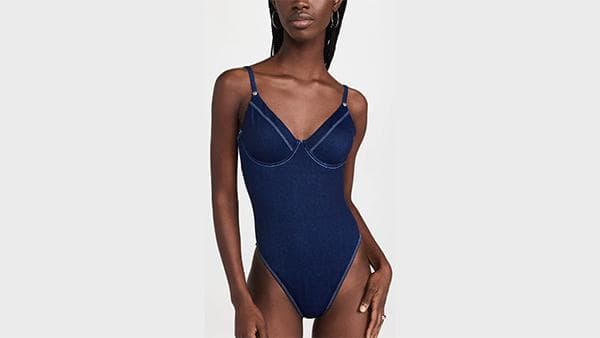 good american denim one piece